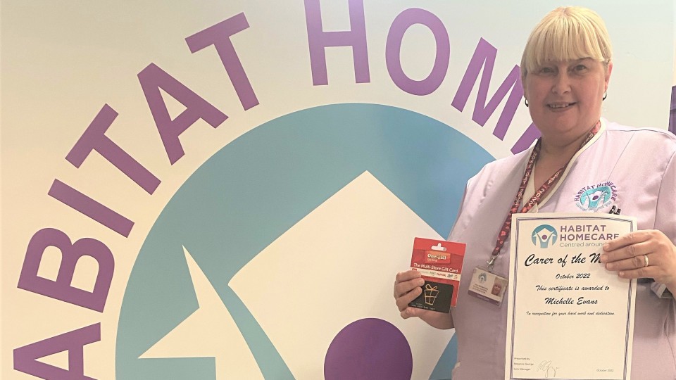 Habitat Homecare name November Carer of the Month Swansea